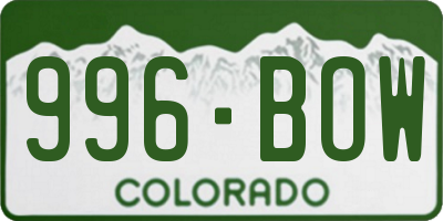 CO license plate 996BOW