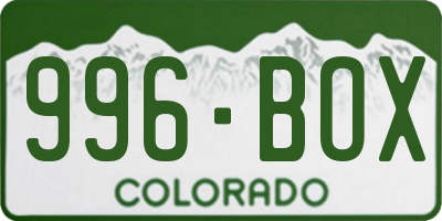 CO license plate 996BOX