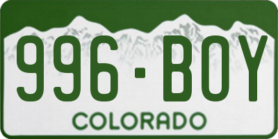 CO license plate 996BOY