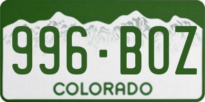 CO license plate 996BOZ