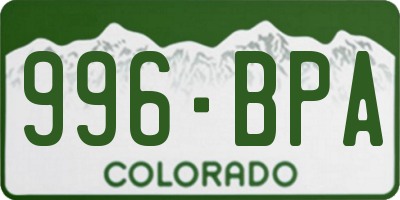 CO license plate 996BPA