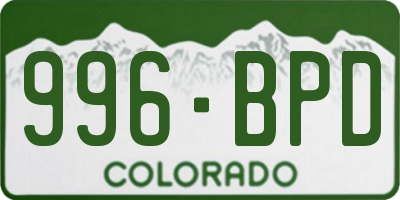 CO license plate 996BPD