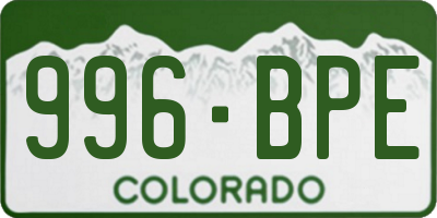 CO license plate 996BPE