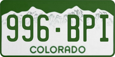 CO license plate 996BPI