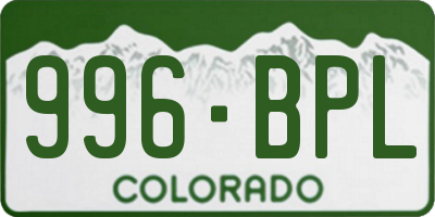 CO license plate 996BPL