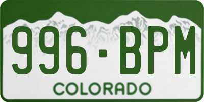 CO license plate 996BPM