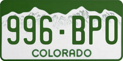 CO license plate 996BPO