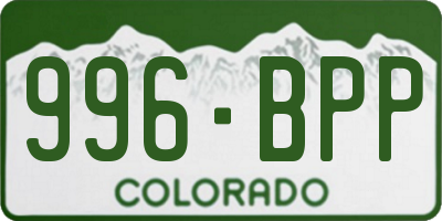 CO license plate 996BPP