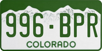 CO license plate 996BPR