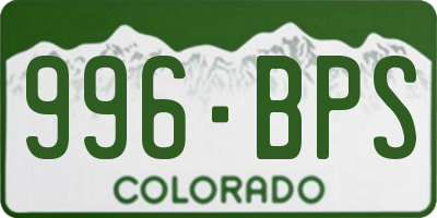 CO license plate 996BPS