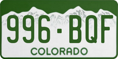 CO license plate 996BQF