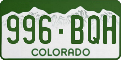 CO license plate 996BQH