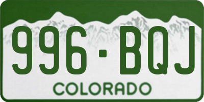 CO license plate 996BQJ