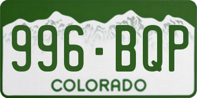 CO license plate 996BQP