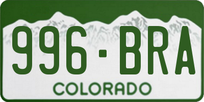 CO license plate 996BRA