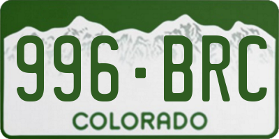 CO license plate 996BRC