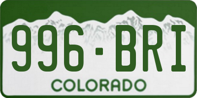CO license plate 996BRI