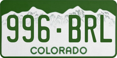 CO license plate 996BRL