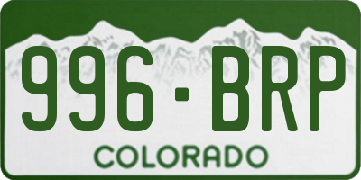 CO license plate 996BRP