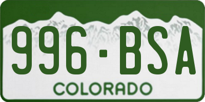 CO license plate 996BSA