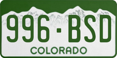CO license plate 996BSD