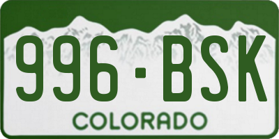CO license plate 996BSK