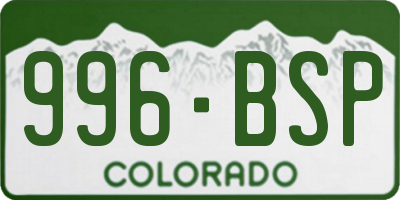 CO license plate 996BSP
