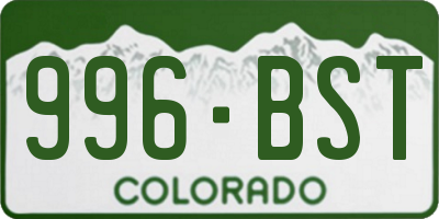 CO license plate 996BST