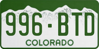 CO license plate 996BTD