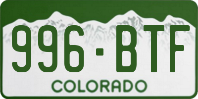 CO license plate 996BTF
