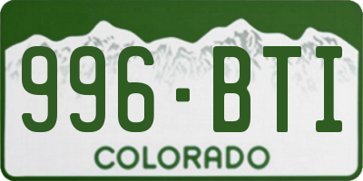 CO license plate 996BTI