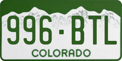 CO license plate 996BTL
