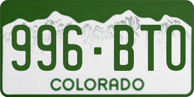 CO license plate 996BTO