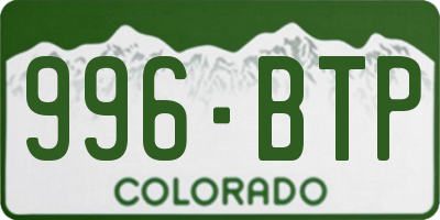 CO license plate 996BTP