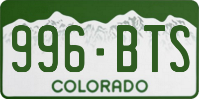 CO license plate 996BTS
