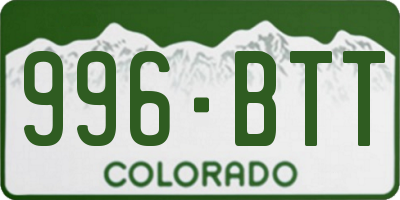 CO license plate 996BTT