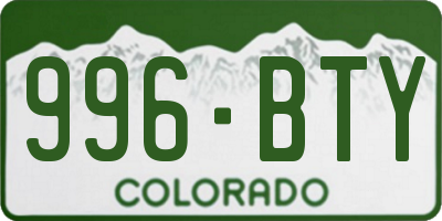 CO license plate 996BTY