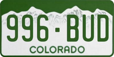 CO license plate 996BUD