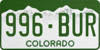 CO license plate 996BUR