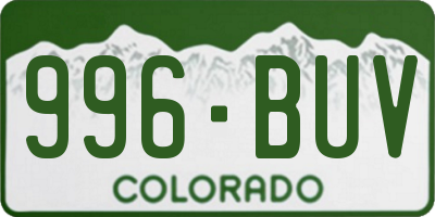 CO license plate 996BUV