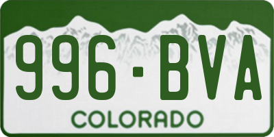 CO license plate 996BVA