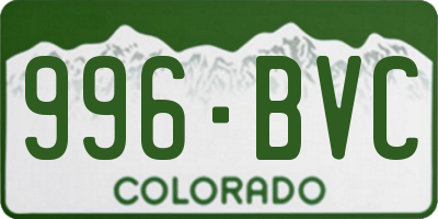 CO license plate 996BVC