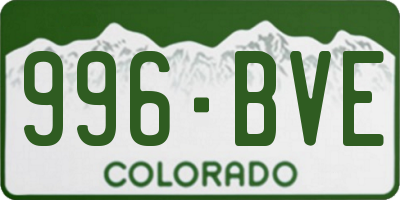 CO license plate 996BVE