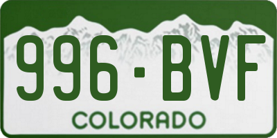 CO license plate 996BVF