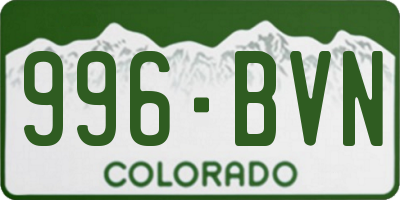 CO license plate 996BVN