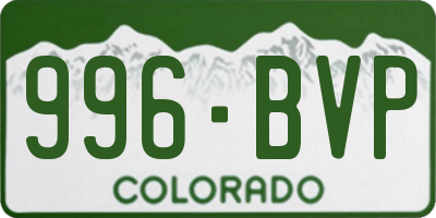 CO license plate 996BVP