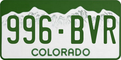 CO license plate 996BVR