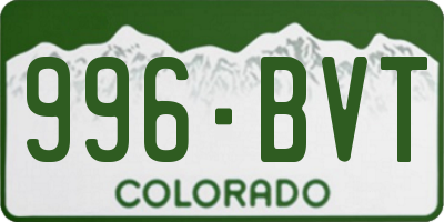 CO license plate 996BVT