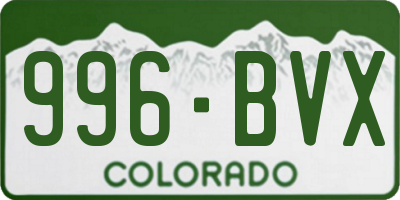 CO license plate 996BVX