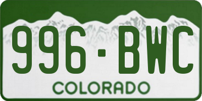 CO license plate 996BWC